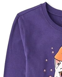 Girls Halloween Ghost Bow Graphic Tee