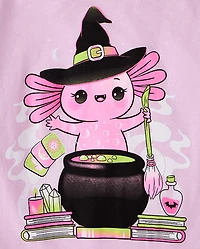 Girls Halloween Axolotl Graphic Tee