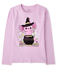 Girls Halloween Axolotl Graphic Tee