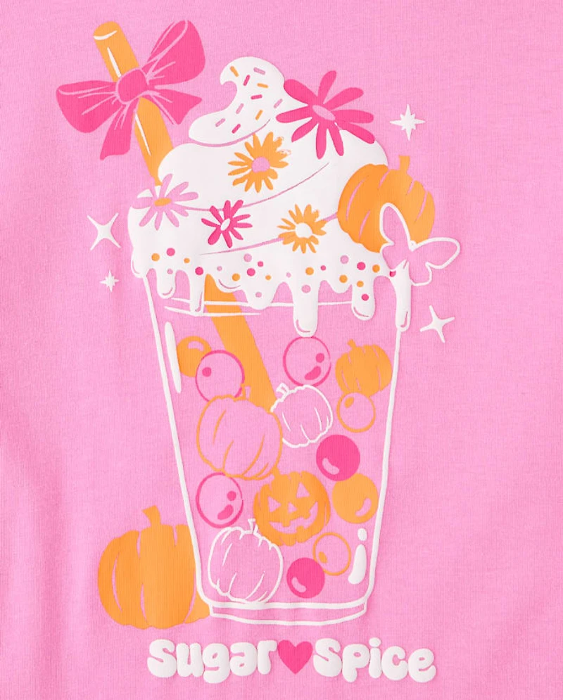 Girls Pumpkin Spice Drink Graphic Tee