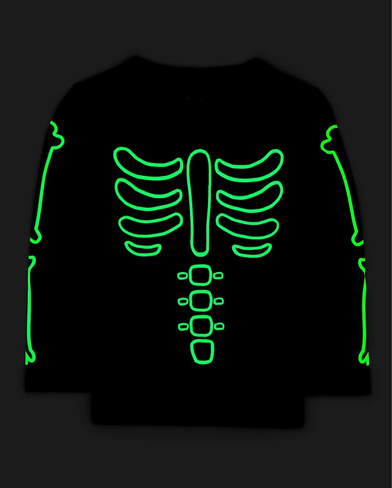 Baby And Toddler Boys Glow Halloween Skeleton Graphic Tee