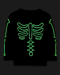 Baby And Toddler Boys Glow Halloween Skeleton Graphic Tee