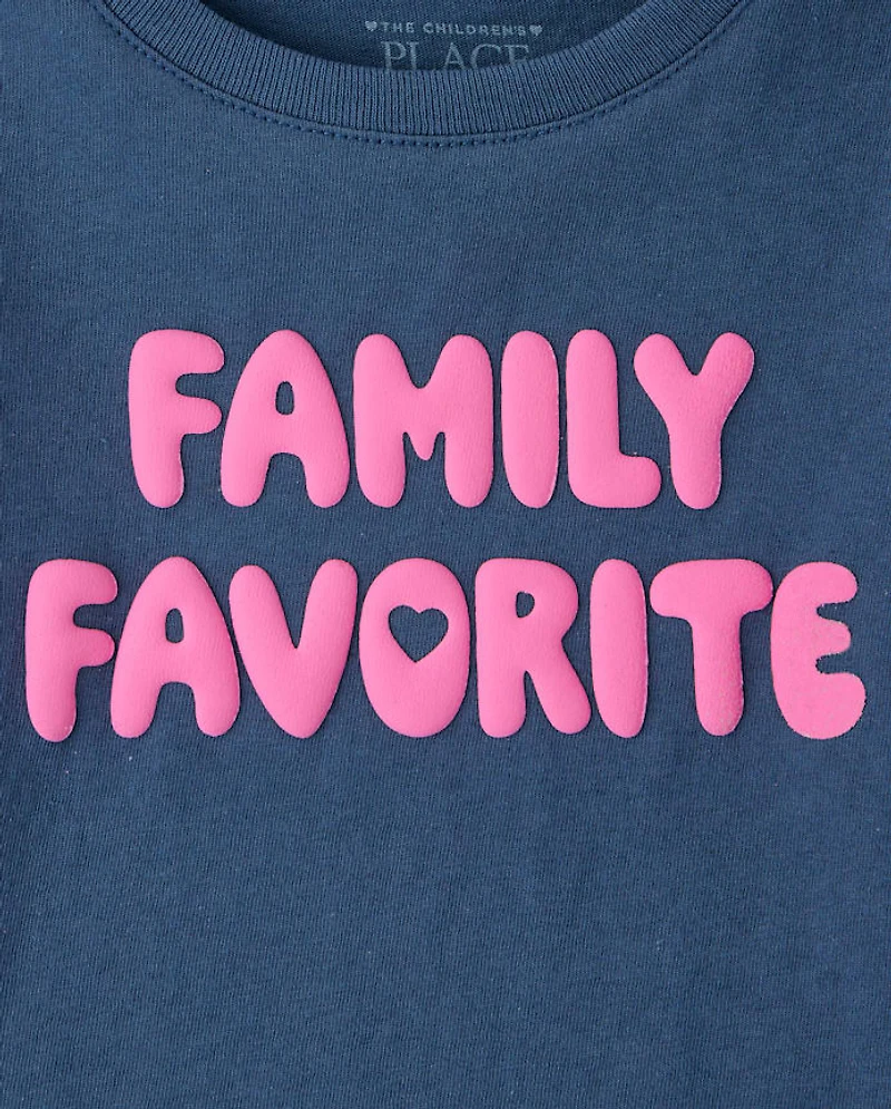 Baby And Toddler Girls Puff Print Family Favorite Graphic Tee