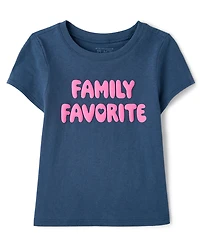 Baby And Toddler Girls Puff Print Family Favorite Graphic Tee