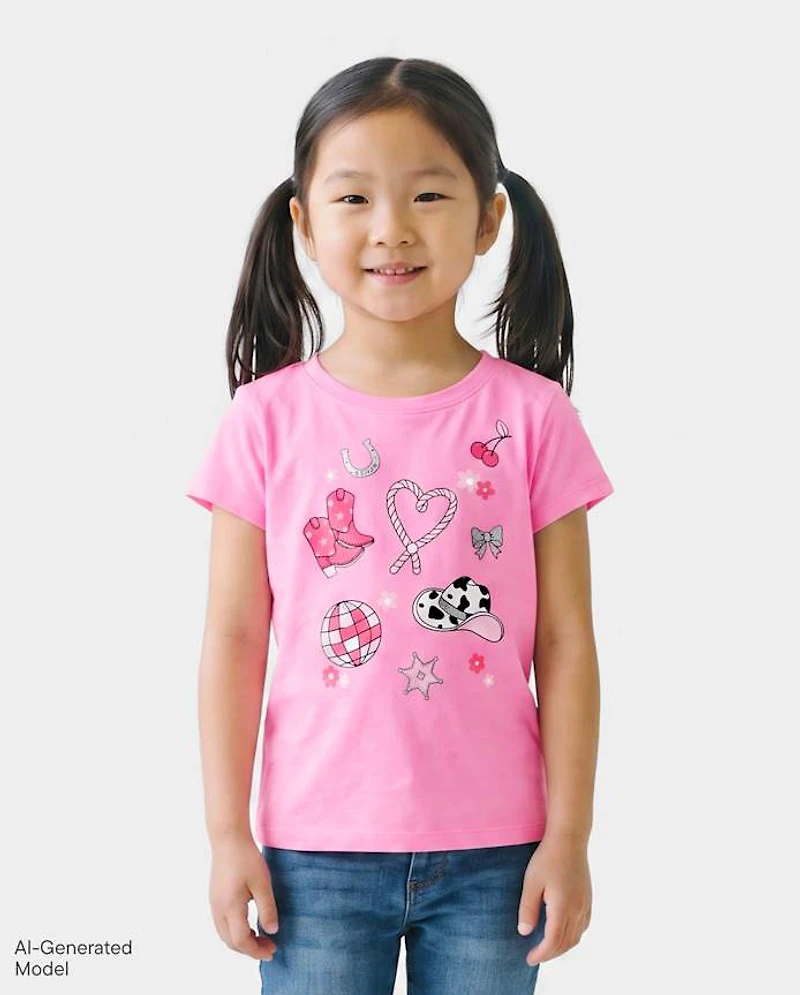 Baby And Toddler Girls Western Doodle Graphic Tee