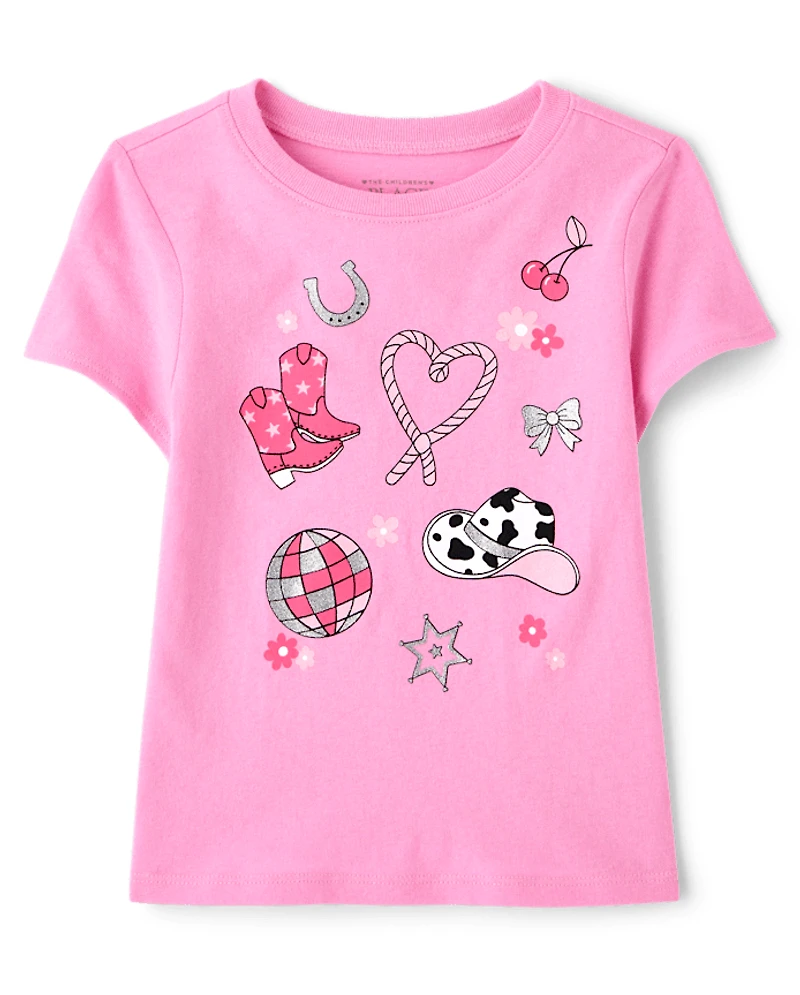 Baby And Toddler Girls Western Doodle Graphic Tee