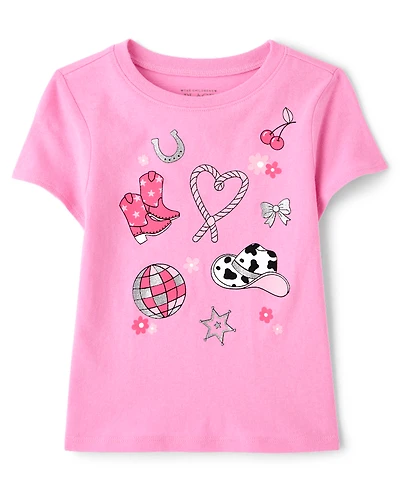 Baby And Toddler Girls Western Doodle Graphic Tee