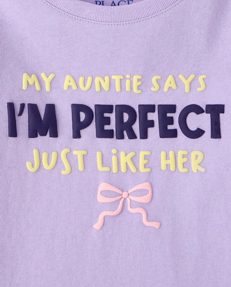 Baby And Toddler Girls Puff Print Auntie Graphic Tee