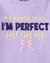 Baby And Toddler Girls Puff Print Auntie Graphic Tee