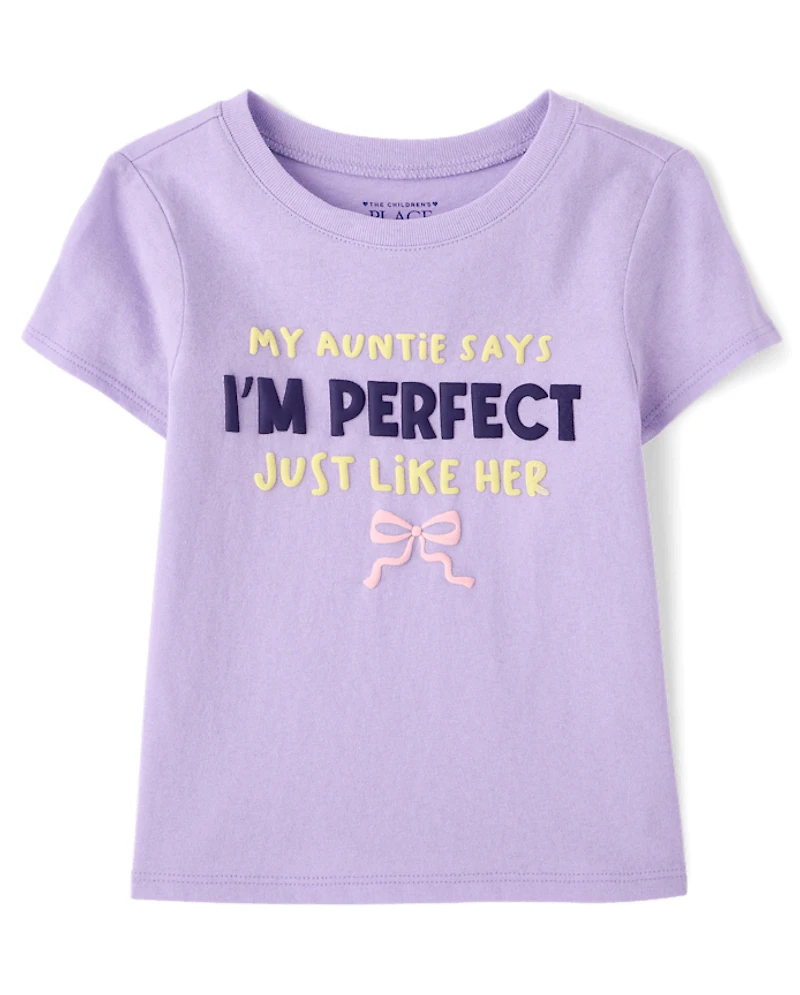 Baby And Toddler Girls Puff Print Auntie Graphic Tee