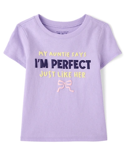 Baby And Toddler Girls Puff Print Auntie Graphic Tee