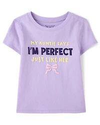 Baby And Toddler Girls Puff Print Auntie Graphic Tee