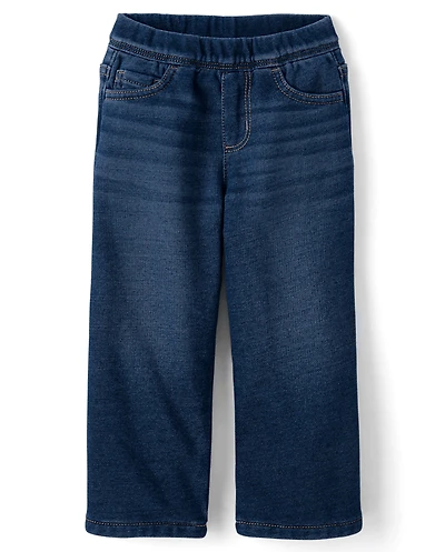 Toddler Girls French Terry Wide Leg Sweatpant Jeans