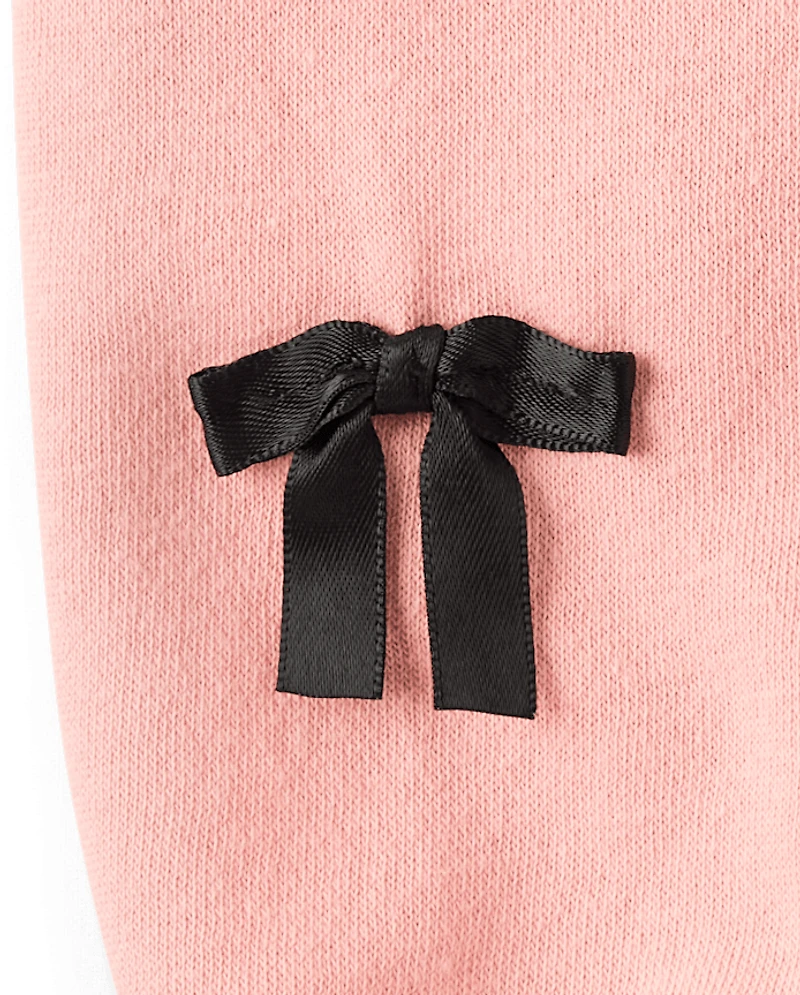 Toddler Girls Bow Fleece 2-Piece Outfit Set