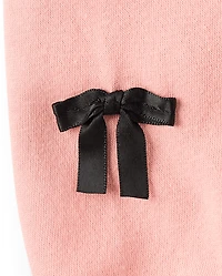 Toddler Girls Bow Fleece 2-Piece Outfit Set