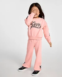 Toddler Girls Bow Fleece 2-Piece Outfit Set