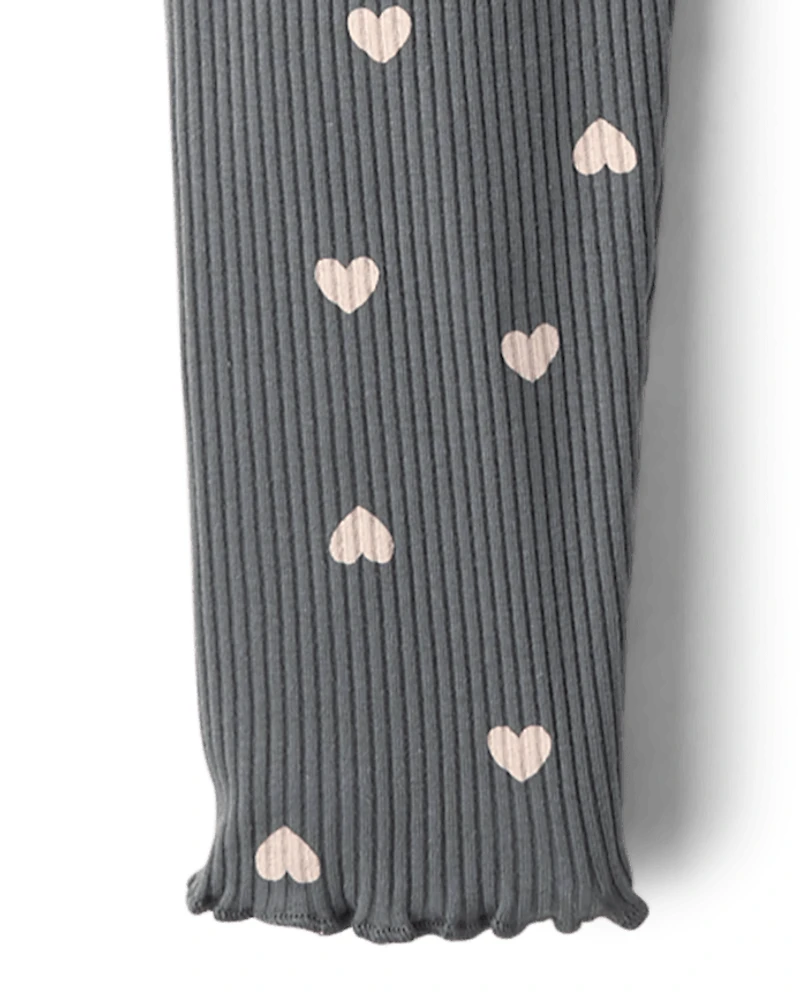 Toddler Girls Heart Ribbed 2-Piece Outfit Set