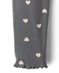 Toddler Girls Heart Ribbed 2-Piece Outfit Set