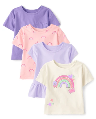 Toddler Girls Rainbow Top 4-Pack