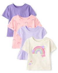 Toddler Girls Rainbow Top 4-Pack