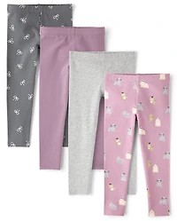 Toddler Girls Dog Leggings 4-Pack