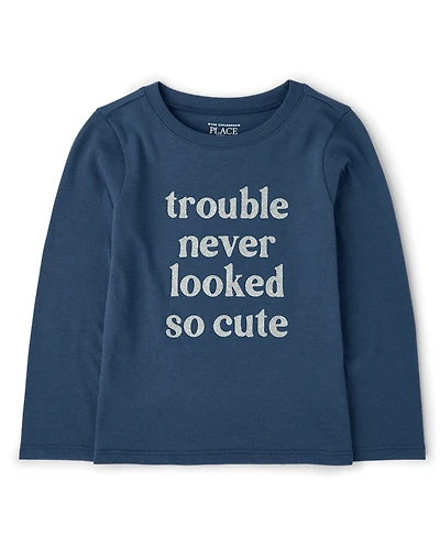 Baby And Toddler Girls Trouble Graphic Tee