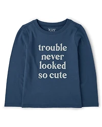 Baby And Toddler Girls Trouble Graphic Tee