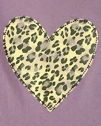 Baby And Toddler Girls Leopard Heart Graphic Tee
