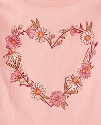 Baby And Toddler Girls Floral Heart Graphic Tee