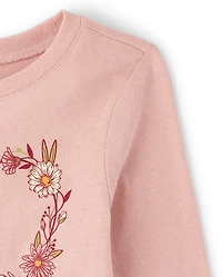 Baby And Toddler Girls Floral Heart Graphic Tee
