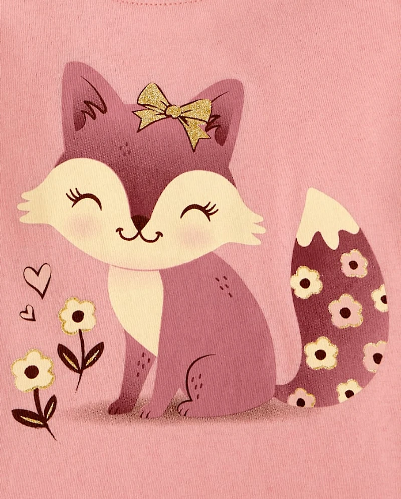 Baby And Toddler Girls Fox Graphic Tee