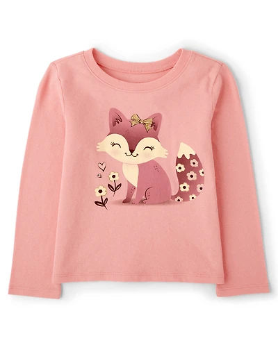 Baby And Toddler Girls Fox Graphic Tee