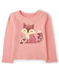 Baby And Toddler Girls Fox Graphic Tee