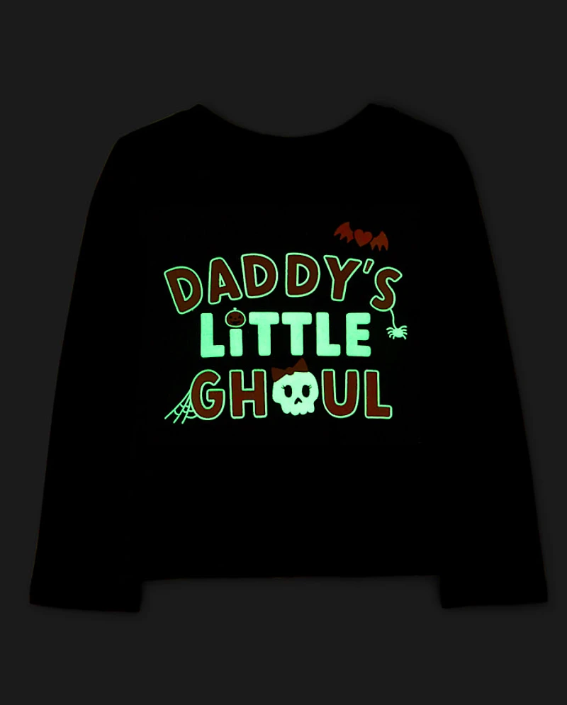 Baby And Toddler Girls Glow Halloween Daddy's Ghoul Graphic Tee