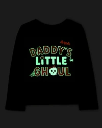 Baby And Toddler Girls Glow Halloween Daddy's Ghoul Graphic Tee