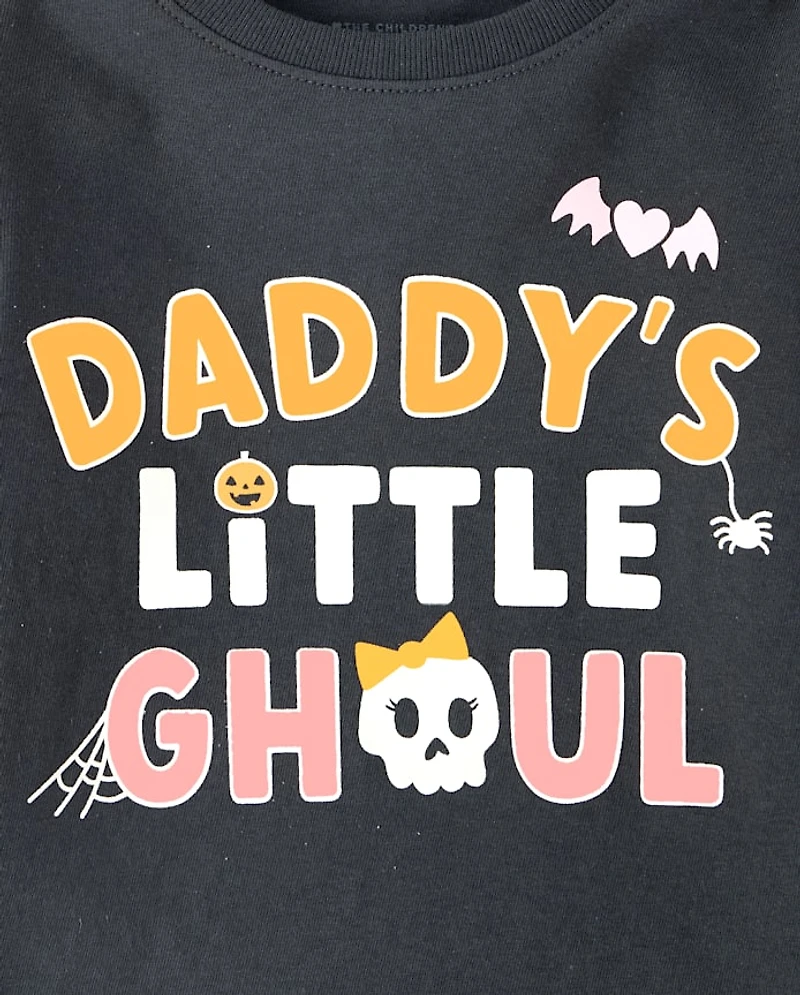 Baby And Toddler Girls Glow Halloween Daddy's Ghoul Graphic Tee