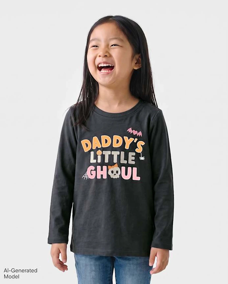 Baby And Toddler Girls Glow Halloween Daddy's Ghoul Graphic Tee