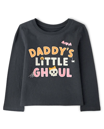 Baby And Toddler Girls Glow Halloween Daddy's Ghoul Graphic Tee