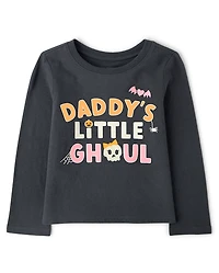 Baby And Toddler Girls Glow Halloween Daddy's Ghoul Graphic Tee
