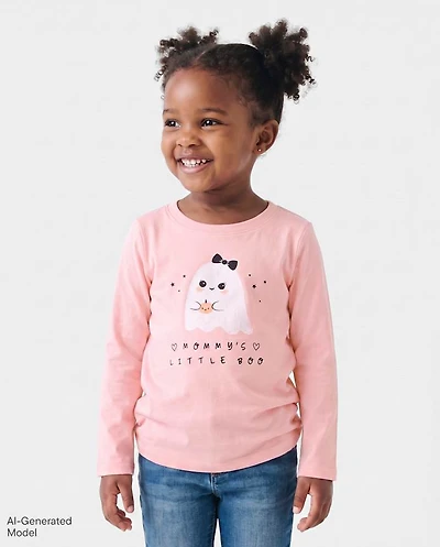 Baby And Toddler Girls Halloween Mommy's Boo Graphic Tee
