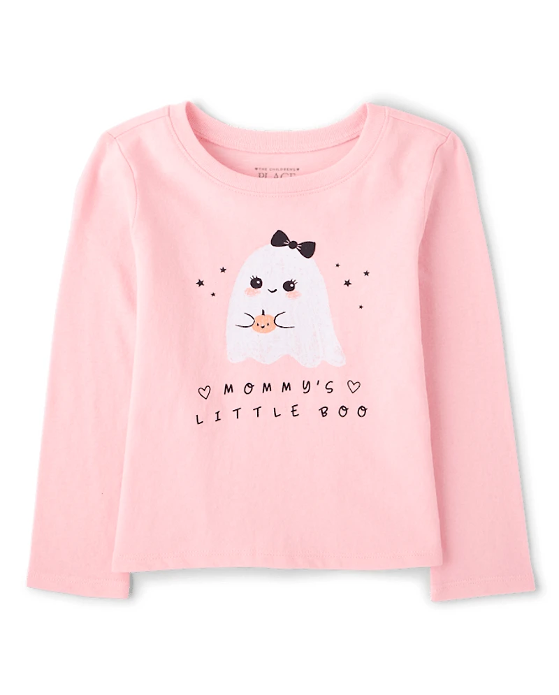 Baby And Toddler Girls Halloween Mommy's Boo Graphic Tee