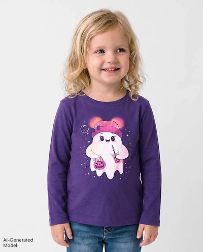 Baby And Toddler Girls Halloween Ghost Graphic Tee