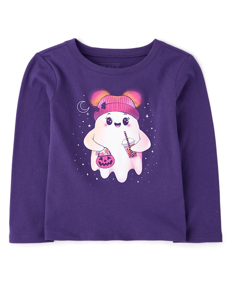 Baby And Toddler Girls Halloween Ghost Graphic Tee