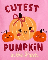 Baby And Toddler Girls Cutest Pumpkin Graphic Tee