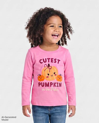 Baby And Toddler Girls Cutest Pumpkin Graphic Tee