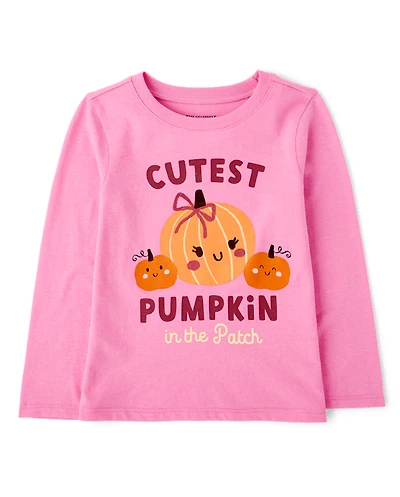 Baby And Toddler Girls Cutest Pumpkin Graphic Tee