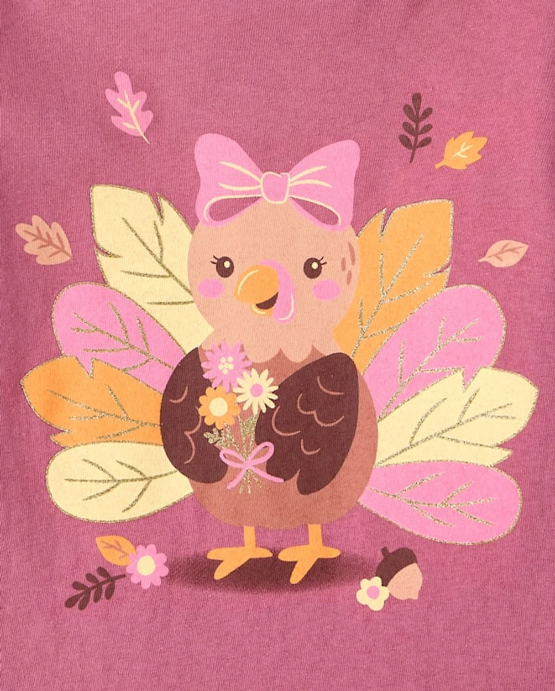 Baby And Toddler Girls Thanksgiving Turkey Graphic Tee