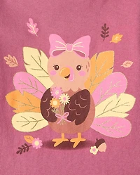 Baby And Toddler Girls Thanksgiving Turkey Graphic Tee