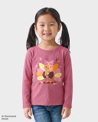 Baby And Toddler Girls Thanksgiving Turkey Graphic Tee