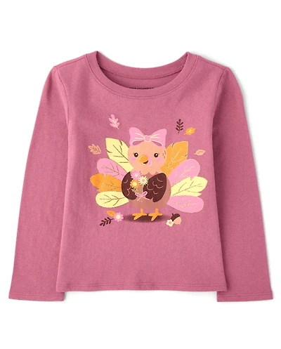 Baby And Toddler Girls Thanksgiving Turkey Graphic Tee